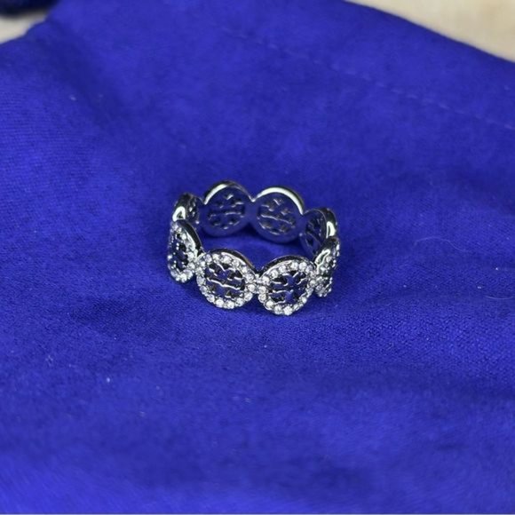 Tory Burch Silver Miller Pavé Ring SIZE 7 - Picture 3 of 3